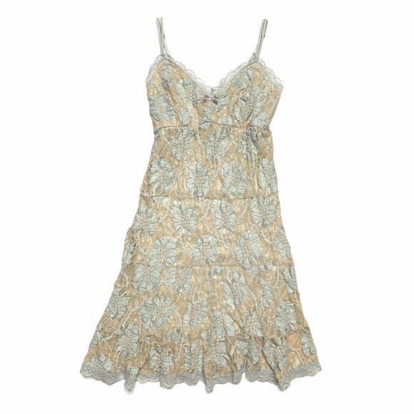 Vintage Dresses & Skirts - Vintage 90s tan blue lace fairy dress